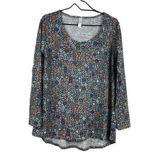 LuLaRoe Women’s Lynnae Long Sleeve Top Size M Geometric Tribal Southwest Gray